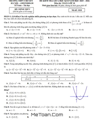 Đề Thi Giữa Học Kỳ 2 Toán 10 THPT Chuyên Hà Nội - Amsterdam Năm Học 2025-2026