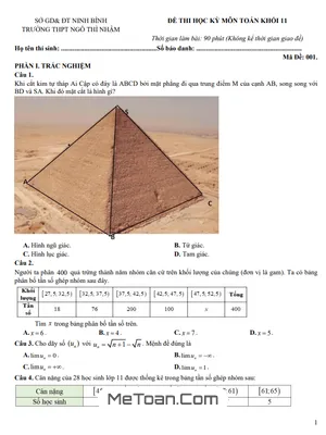 Đề Thi HỌC KỲ 1 Toán 11 Năm 2023 - 2024 Trường THPT Ngô Thì Nhậm - Ninh Bình