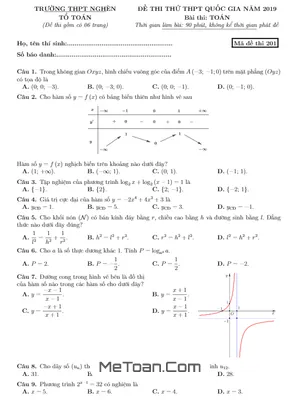 Đề thi thử THPT Quốc gia năm 2019 môn Toán trường THPT Nghèn – Hà Tĩnh