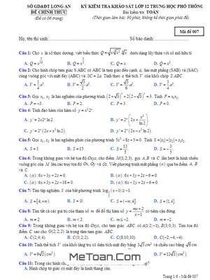 Đề Thi Thử THPT Quốc Gia 2017 Môn Toán Sở GD&ĐT Long An