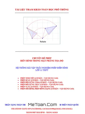 Hệ Thống Bài Tập Trắc Nghiệm Phép Biến Hình Trong Mặt Phẳng Tọa Độ - Lương Tuấn Đức