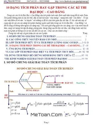 10 Dạng Tích Phân Thường Gặp Trong Đề Thi Tốt Nghiệp THPT - Nguyễn Thanh Tùng