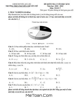 Đề thi học kì 2 Toán lớp 7 năm 2022 - 2023 trường THCS Nguyễn Chuyên Mỹ - Hải Phòng