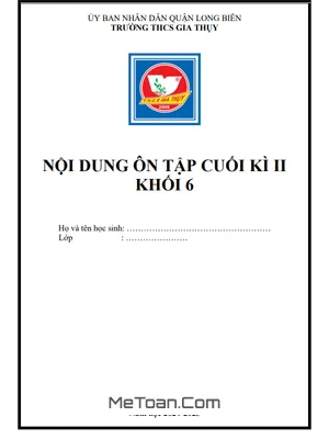 Ôn Tập Cuối Kỳ 2 Toán 6 Năm 2024 - 2025 Trường THCS Gia Thụy - Hà Nội