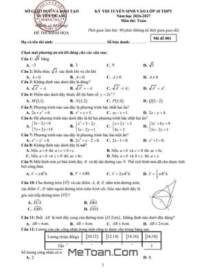 Đề Minh Họa Tuyển Sinh Lớp 10 Môn Toán 2026-2027 Tuyên Quang: Cẩm Nang Toàn Diện