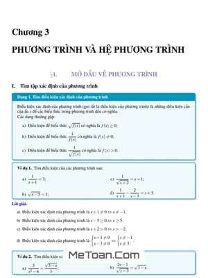 Lý thuyết, dạng toán và bài tập phương trình và hệ phương trình lớp 10