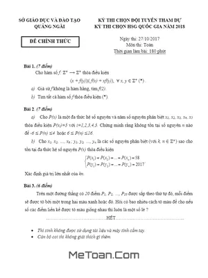 Đề thi chọn HSG Quốc gia 2018 môn Toán - Sở GD&ĐT Quảng Ngãi (Ngày 2)