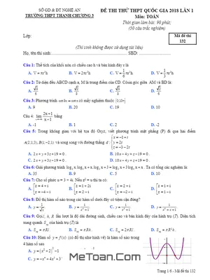 Đề Thi Thử Toán 2018 THPT Quốc Gia Trường THPT Thanh Chương 3 - Nghệ An Lần 1