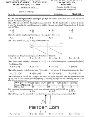 Đề thi thử THPT Quốc gia 2026 môn Toán lần 1 cụm 4 trường THPT – Đà Nẵng