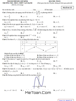 Đề thi thử tốt nghiệp THPT 2021 môn Toán trường Vạn Hạnh - TP Hồ Chí Minh