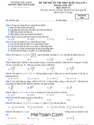 Đề thi thử THPT Quốc gia 2017 môn Toán trường Ngô Sĩ Liên – Bắc Giang lần 1