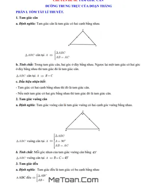 Chuyên Đề Tam Giác Cân, Đường Trung Trực Của Đoạn Thẳng Toán 7