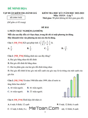 Đề Tham Khảo Học Kì 1 Toán 7 Năm 2022 - 2023 Trường THCS Colette - TP HCM