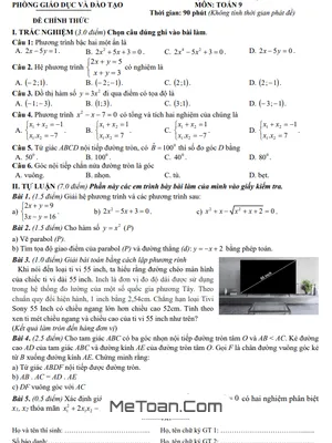 Đề thi học kì 2 Toán 9 năm 2023 - 2024 phòng GD&ĐT Châu Đức - BR VT