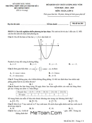 Đề khảo sát Toán 11 đầu năm 2024 - 2025 trường THPT Thuận Thành 1 - Bắc Ninh