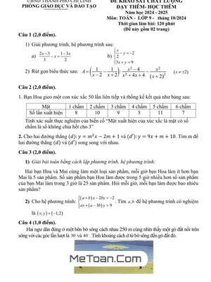 Đề khảo sát tháng 10 Toán 9 năm 2024 - 2025 phòng GD&ĐT Chí Linh - Hải Dương