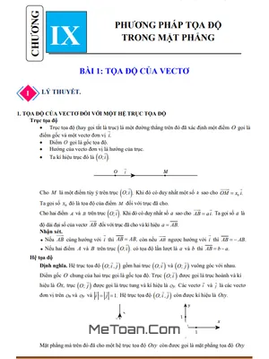 Chuyên Đề Phương Pháp Tọa Độ Trong Mặt Phẳng Toán 10 Chân Trời Sáng Tạo