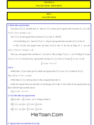 Tổng hợp các dạng bài tập Nguyên hàm Toán 12 Cánh Diều (Có lời giải)