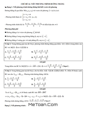 Phương Pháp Giải Chi Tiết Bài Toán Viết Phương Trình Đường Thẳng Lớp 12