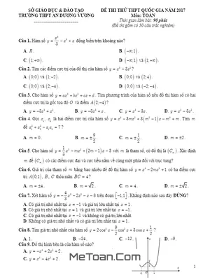 Đề Thi Thử THPT Quốc Gia 2017 Môn Toán Trường THPT An Dương Vương - TP. HCM - Có Lời Giải