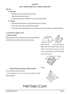 Khối Đa Diện Lồi và Khối Đa Diện Đều - Lý Thuyết và Bài Tập Lớp 12