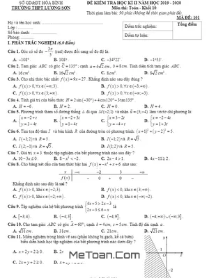 Đề thi HK2 Toán 10 năm học 2019 – 2020 trường THPT Lương Sơn – Hòa Bình