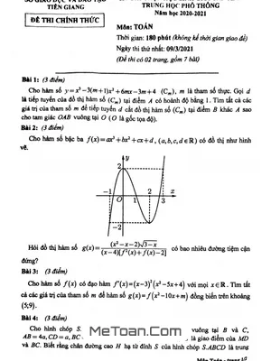 Đề thi HSG cấp tỉnh môn Toán THPT năm 2020-2021 - Sở GD&ĐT Tiền Giang