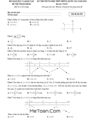 Đề Minh Họa Môn Toán 2018: Tham Khảo Đề Thi THPT Quốc Gia