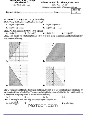 Đề Thi Giữa Kỳ 1 Toán 10 Năm 2022 - 2023 Trường THPT Chuyên Hạ Long - Quảng Ninh