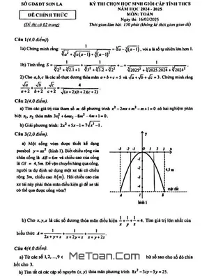 Đề thi HSG Tỉnh Toán THCS năm 2024 - 2025 - Sở GD&ĐT Sơn La