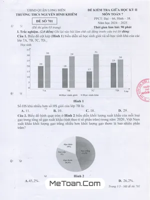 Đề Thi Giữa Học Kỳ 2 Toán 7 Năm 2024 - 2025 Trường THCS Nguyễn Bỉnh Khiêm - Hà Nội