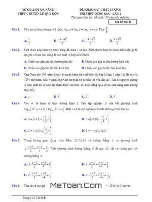 Đề thi thử THPT Quốc gia môn Toán năm 2017 trường THPT chuyên Lê Quý Đôn - Đà Nẵng lần 2