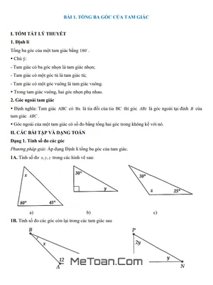 Tóm Tắt Lý Thuyết Và Các Dạng Bài Tập Tam Giác Bằng Nhau Toán 7
