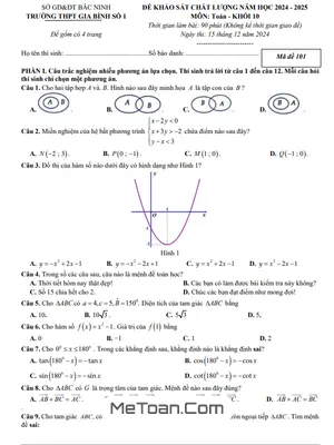 Đề khảo sát tháng 12 Toán 10 năm 2024 - 2025 trường THPT Gia Bình 1 - Bắc Ninh