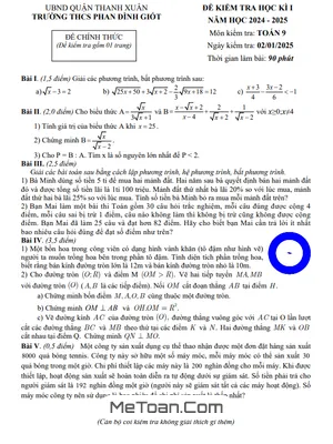 Đề thi học kì 1 Toán 9 năm 2024 - 2025 trường THCS Phan Đình Giót - Hà Nội (có đáp án)