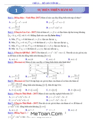 Bài Tập Trắc Nghiệm Chuyên Đề Hàm Số - Nguyễn Khánh Nguyên