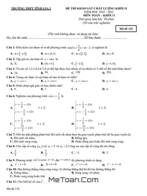 Đề khảo sát chất lượng Toán 11 năm 2022 – 2023 trường Tĩnh Gia 3 – Thanh Hóa