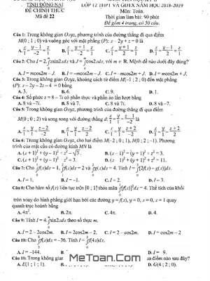 Phân tích đề thi học kỳ 2 Toán 12 năm học 2018 - 2019 sở GD&ĐT Đồng Nai