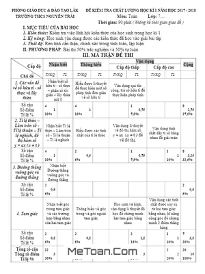 Đề thi học kỳ 1 Toán 7 năm học 2017 - 2018 trường THCS Nguyễn Trãi - Đắk Lắk