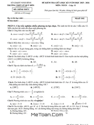 Tải Miễn Phí Đề Thi Giữa Kỳ 1 Toán 11 Năm 2025-2026 THPT Lê Quý Đôn, Ninh Bình (Kèm Đáp Án)