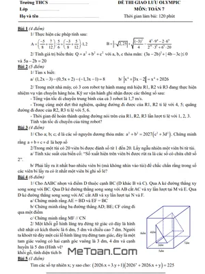 Đề Thi Giao Lưu Olympic Toán Lớp 7 Năm 2025 - 2026 Cụm Trường THCS Hà Nội Kèm Đáp Án Chi Tiết