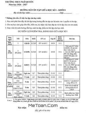 Đề Cương Ôn Tập Giữa Học Kỳ 1 Toán 8 Năm 2026-2027 THCS Ngô Quyền Hà Nội