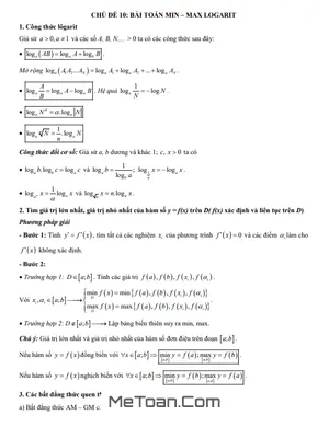 Bài Toán Min - Max Mũ Và Logarit Lớp 12: Lý Thuyết Và Bài Tập