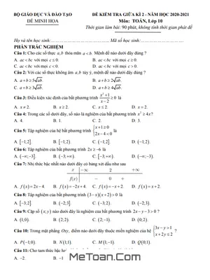 Ma Trận, Bảng Đặc Tả Kỹ Thuật Và Đề Minh Họa Kiểm Tra Giữa Kỳ 2 Toán 10 Năm 2020-2021