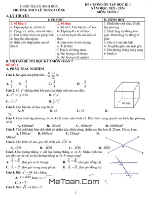 Đề Cương Ôn Tập Học Kì 1 Toán 7 Năm 2023-2024 Trường THCS Lê Thánh Tông - Khánh Hòa