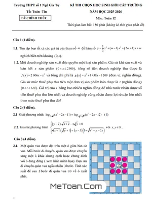 Đề thi chọn HSG Toán 12 năm 2025 – 2026 trường THPT Ngô Gia Tự 1 – Đắk Lắk