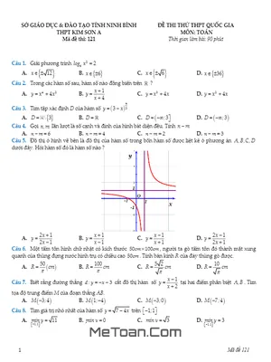 Đề Thi Thử THPT Quốc Gia 2017 Môn Toán Trường THPT Kim Sơn A - Ninh Bình