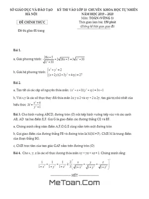 Phân Tích Đề Toán Vào Lớp 10 Chuyên KHTN Hà Nội Năm 2019