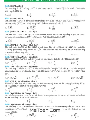 Tuyển Chọn 140 Bài Tập Thể Tích Khối Đa Diện Trong Các Đề Thi Thử - Từ Văn Khanh