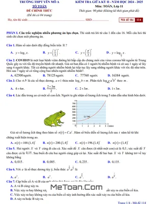 Đề giữa học kì 2 Toán 11 năm 2024 – 2025 trường THPT Yên Mô A – Ninh Bình
